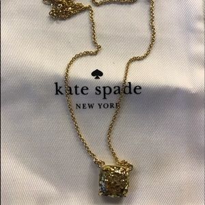 New Kate Spade gold glitter pendant necklace